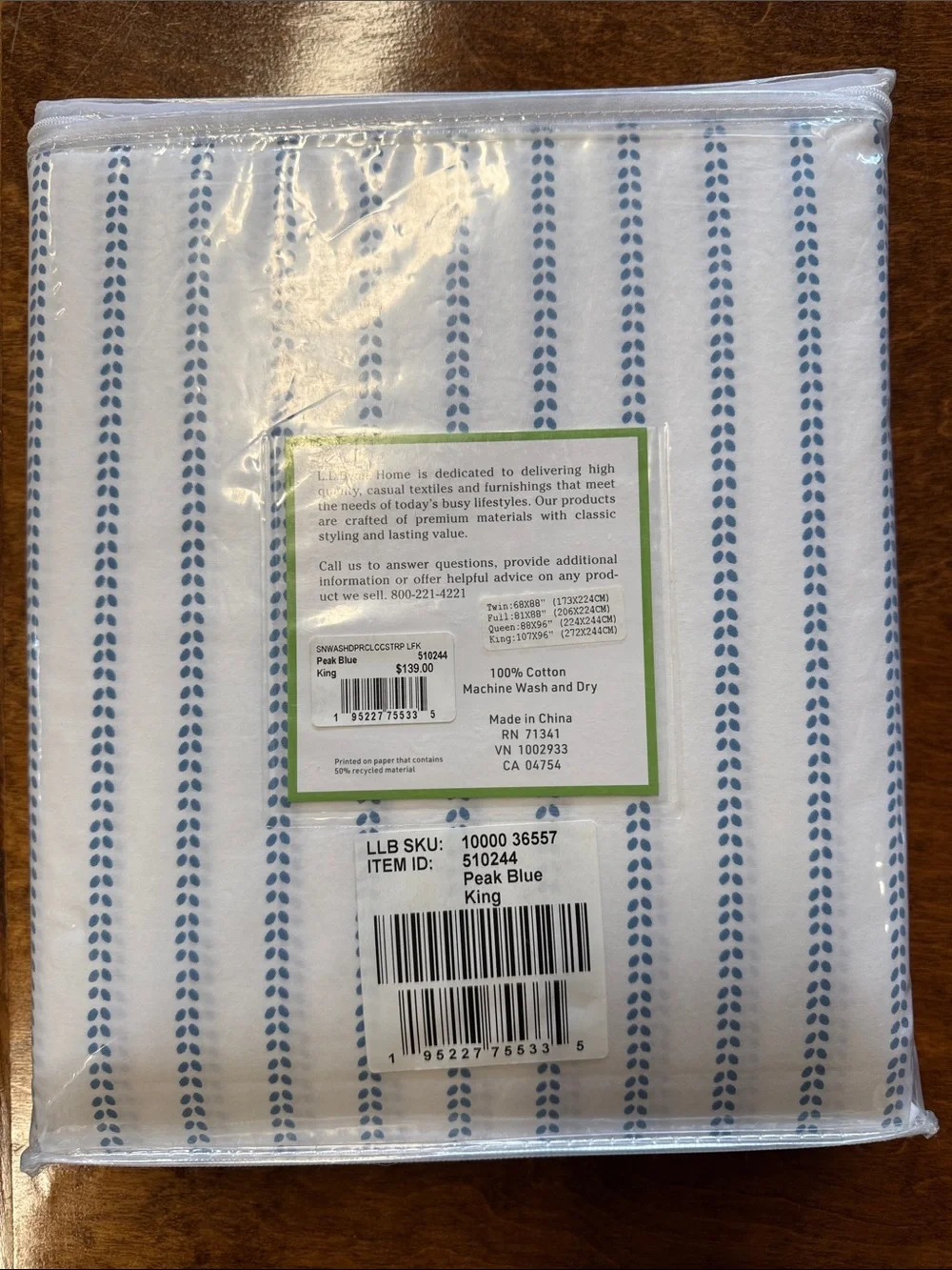 L.L. Bean White Percale Bedding Comforter Cover